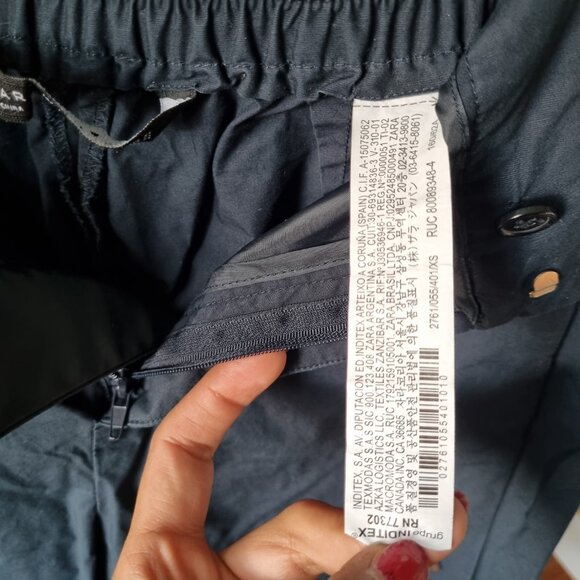 ZARA WOMAN Dark Blue Wide Leg Culottes with Snap Buttons Size XS - Picture 7 of 9